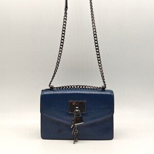 DKNY Elissa faux-leather convertible shoulder crossbody bag -Navy blue-Defective